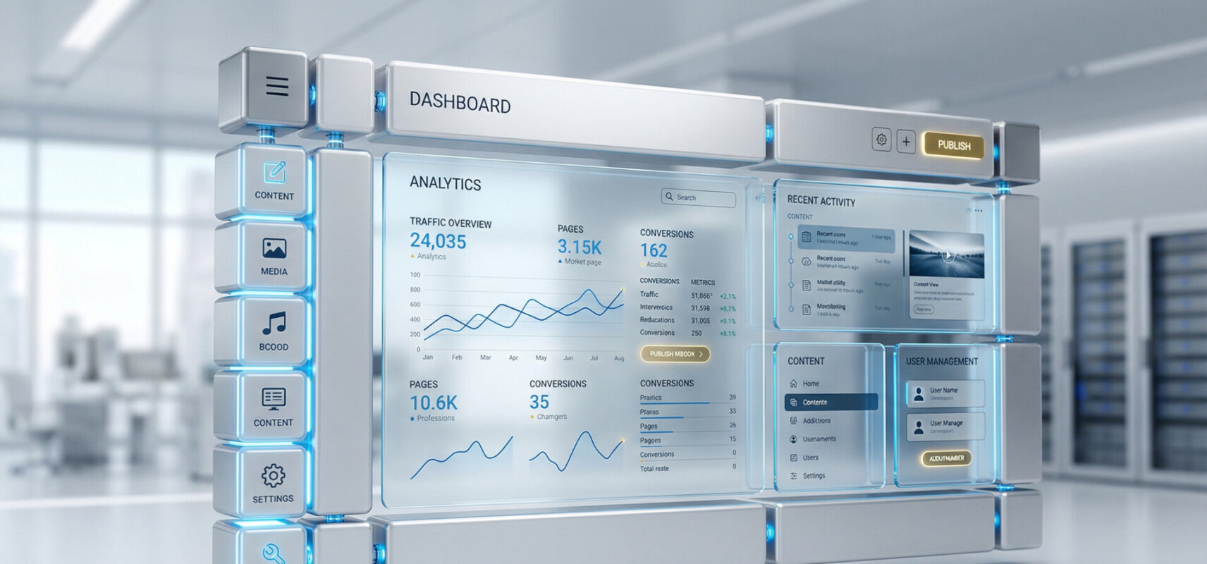 Ilustracja przedstawia dashboard CMS